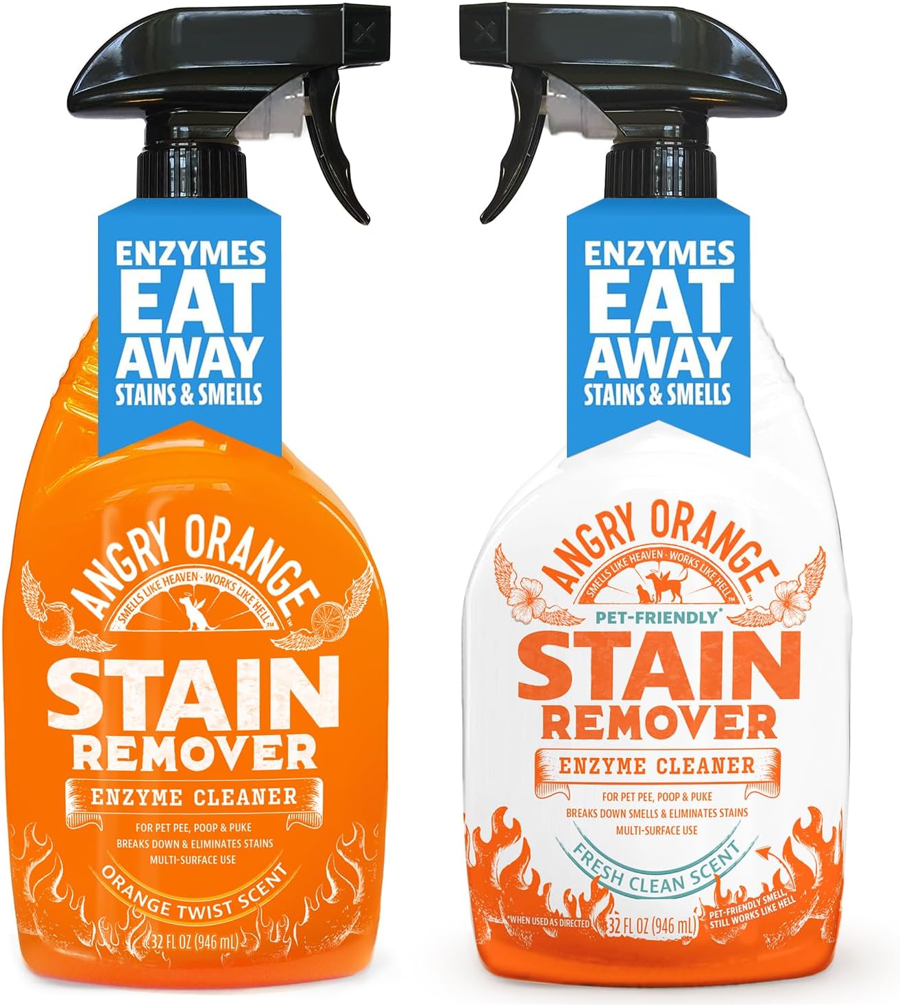 ANGRY ORANGE Stain & Odor Remover - 32oz Pet Urine Enzyme Cleaner - Enzymatic Dog & Cat Pee Destroyer and Odor Eliminator - NEW Orange Rush Scent Cleaning Solution for Home