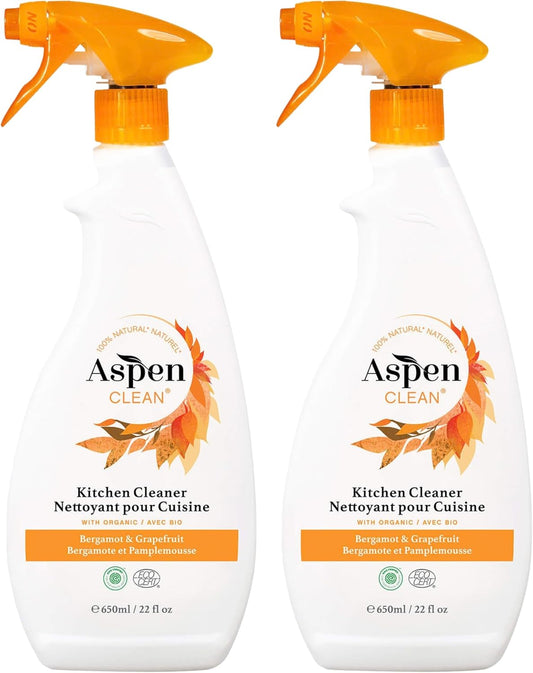 AspenClean | Kitchen Spray Cleaner | Plant-Based Degreaser for Grease & Grime | Multi-Surface Cleaner | Non - Toxic | 100% Natural | EWG Verified | Pack of 2