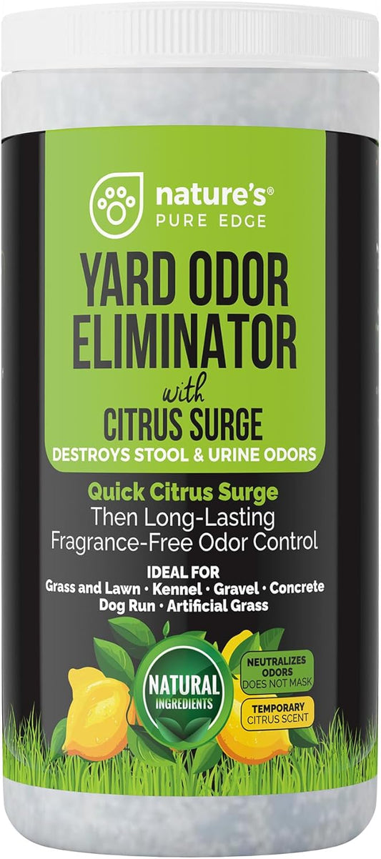 Nature's Pure Edge Yard Odor Eliminator. Perfect for Artificial Grass, Patio, Kennel, and Lawn. Instantly Removes Stool and Urine Odor. Long Lasting. Kid and Pet Safe.