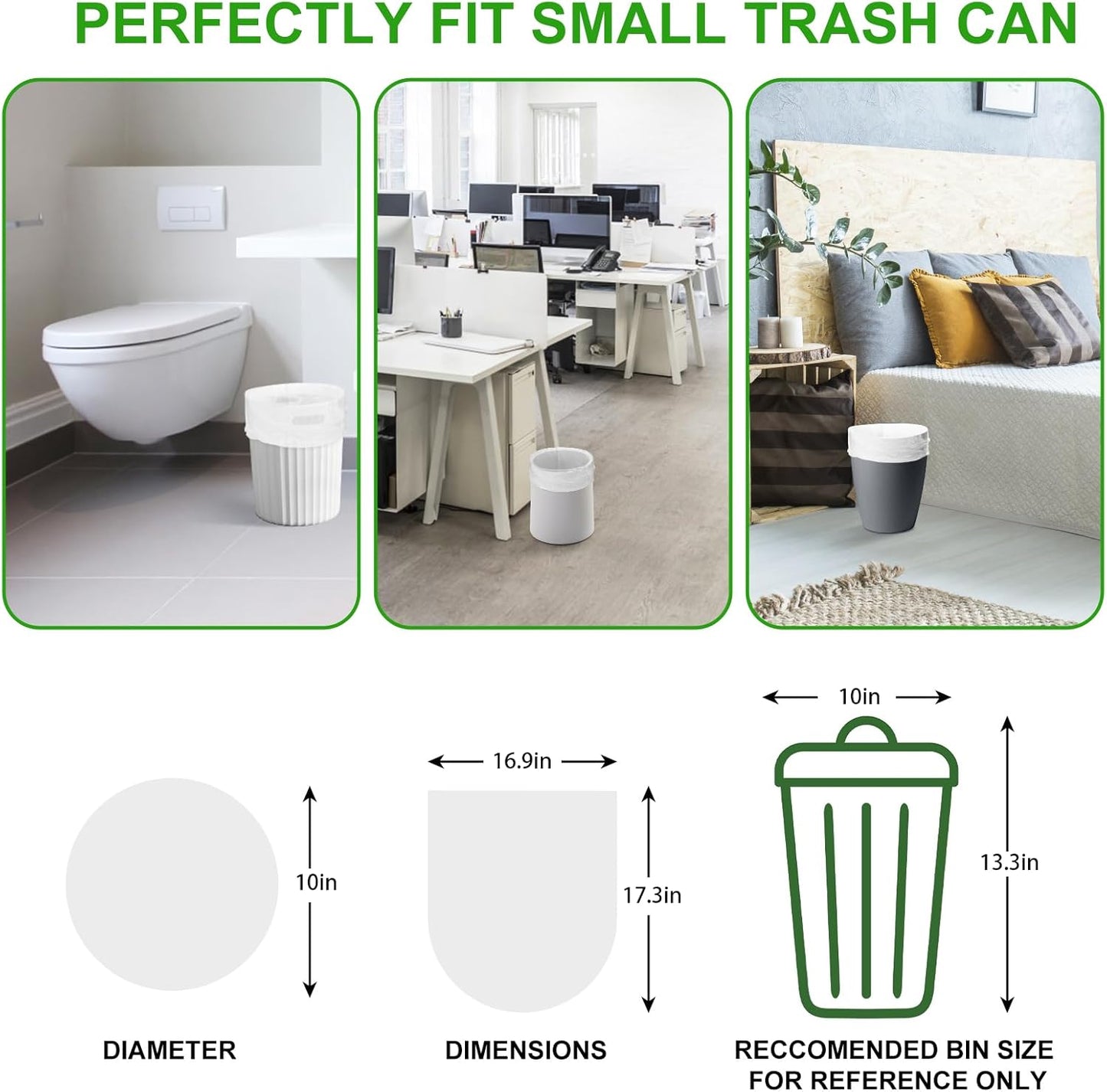 Small Trash Bags, Inwaysin Small Garbage Bags 4-6 Gallon Biodegradable Can Liners Thicken, Size Expanded, White 200 Counts