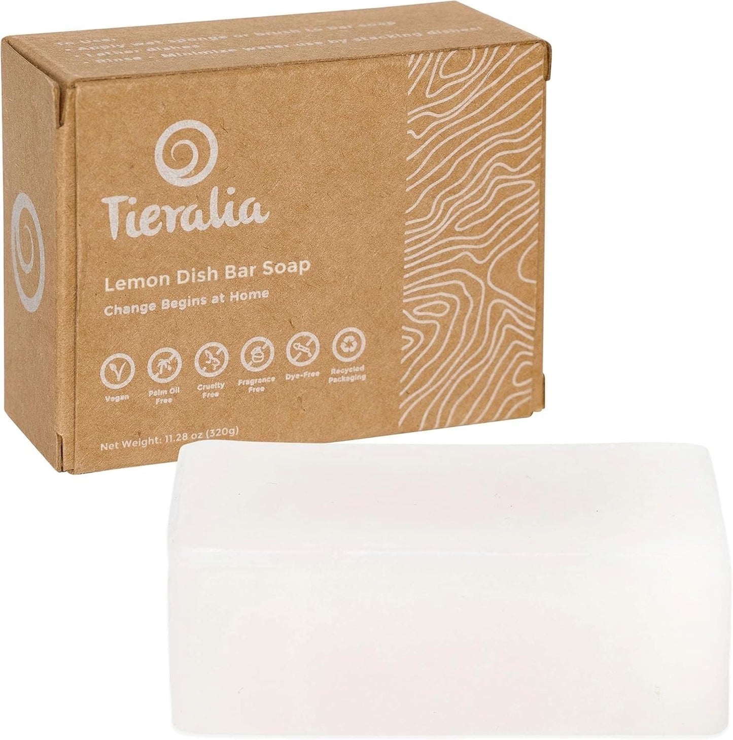 Dish Soap Bar with Bamboo Soap Dish Tray – Solid Dish Soap Block, Eco Friendly Non Toxic Plant Based Dishwashing Soap, Fragrance Free, Zero Waste, Biodegradable Kitchen Soap (5.64 oz)