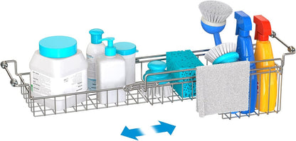 Dish Stands, Over The Kitchen Sink Caddy Sponge Holder Organizer Drying Rack Expandable for Sponge Brush Soap Dish Cloth Rag Smaller 12.25" to 17.25", Stainless Steel