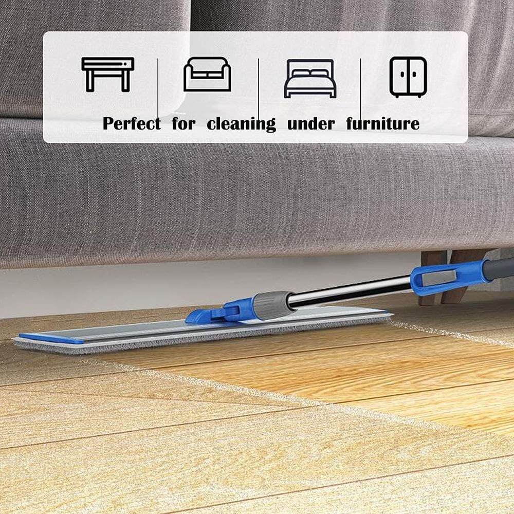 2-in-1 Microfiber Mop for Wet & Dry Use, 15-Inch with 4 Washable Pads, Adjustable Handle for Effortless Deep Cleaning and Floor Protection