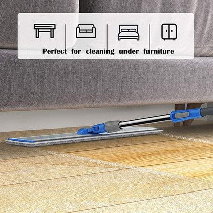 2-in-1 Microfiber Mop for Wet & Dry Use, 15-Inch with 4 Washable Pads, Adjustable Handle for Effortless Deep Cleaning and Floor Protection