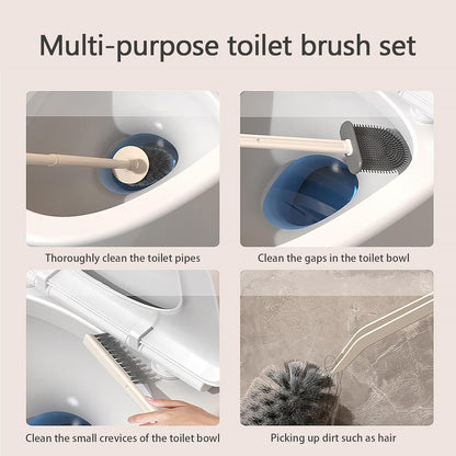 Basaza Toilet Brush and Holder Set Toilet Bowl Cleaning Brush and Holder for Bathroom 4 in 1 White Toilet Bowl Cleaner Brushes & Holders Bathroom Accessories Floor Standing or Wall Mounted
