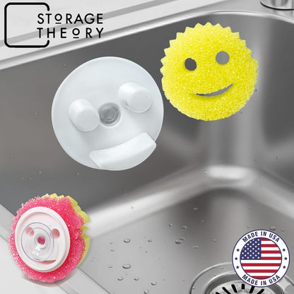 BeraTek Scrub Daddy Holder - Suction Cup Kitchen Sink Caddy - Keep Sponges Clean & Dry - Compatible with Sponge Daddy & Scrub Mommy - Mothers Day Gift for Mom - White, 1-Pack