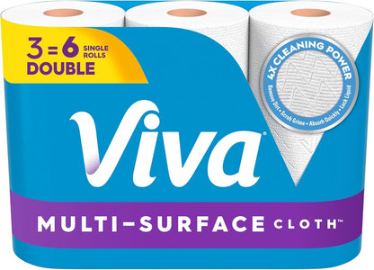 Viva Multi-Surface Cloth Paper Towels, Choose-A-Sheet Size, 12 Triple Rolls, 165 Sheets per Roll (Packaging May Vary)