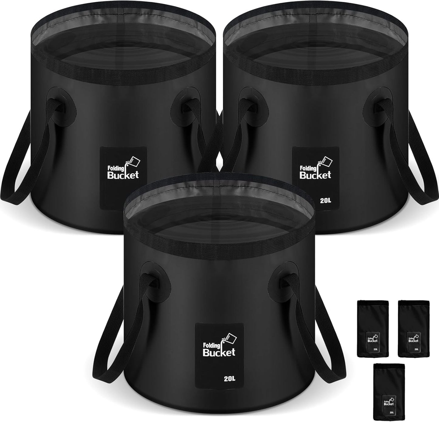 3 Pcs Collapsible Bucket Foldable Bucket with Handle, Cleaning Tools for Camping Fishing Hiking to Hold Water with Carry Bag Multiple Use Portable Lightweight (12L,Blue)