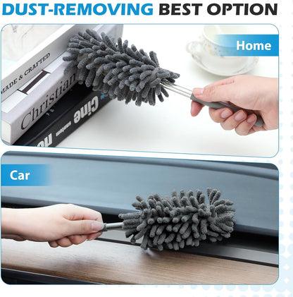 ZZ LAZYCOTTAGE 12 Pack Microfiber Dusters for Cleaning, High Duster with Extension Pole, Long Handled Feather Dusters, Household Cleaning Supplies for Ceiling, Car, Furniture, Fan, Sofas(Blue)