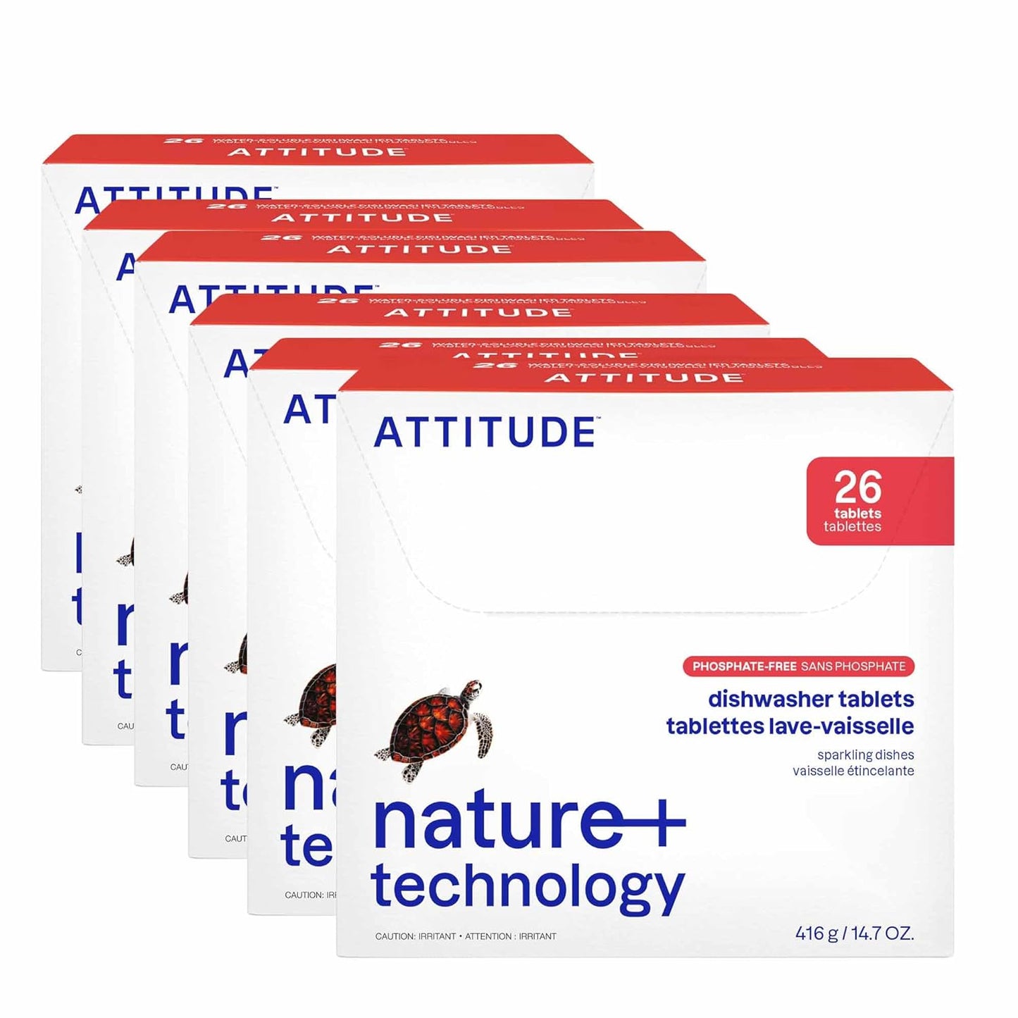 ATTITUDE Dishwasher Pods, Plant-Based & Vegan, Phosphate-Free Detergent Tablets, Naturally Derived, Unscented, 26 Count