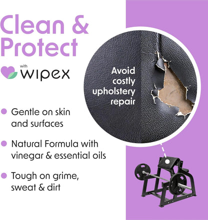 Wipex Gym Wipes Bucket Refill – EWG Verified, 400 Ct Plant-based Fitness Equipment Wipes, Lavender and Vinegar to Clean Surfaces, Safe Yoga Mat Cleaner, Gym Cleaner and Peloton