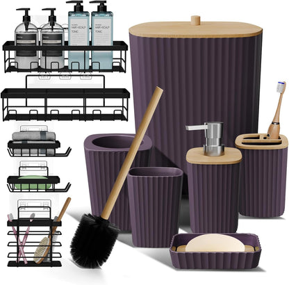 Clara Clark Bathroom Set - Sage Green Bathroom Accessories Set, 6PC Bathroom Accessory Set, Bathroom Sets with Toilet Brush, Trash Can & Soap Dispenser
