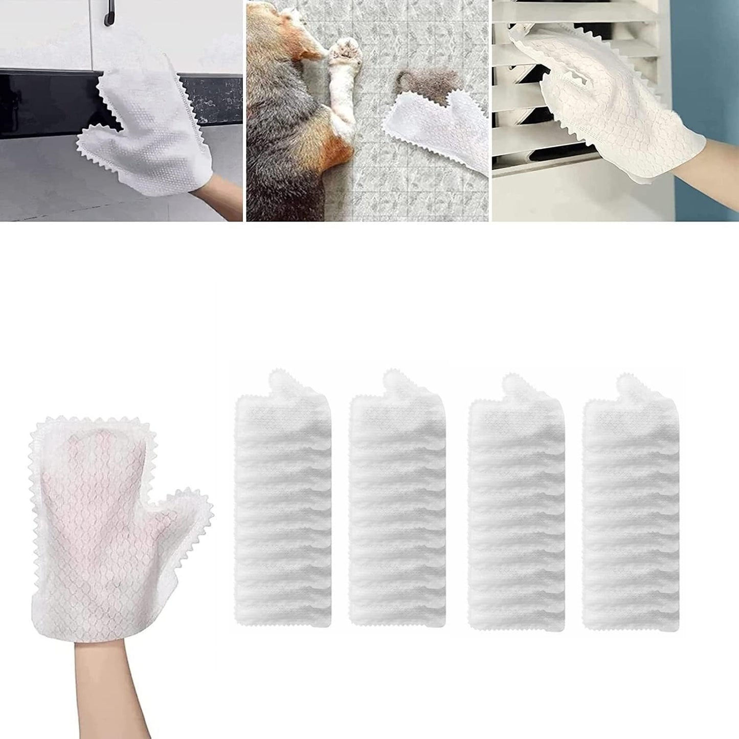 Home Dust Removal Gloves, Microfiber Fish Scale Cleaning Duster Glove, Washable, Reusable Wet & Dry Kitchen Mitt