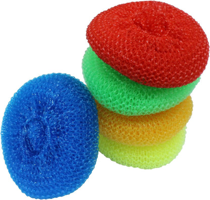 15 Pcs Plastic Dish Scrubbers, Nylon Scouring Pad Mesh Pot Scourers(Blue+Red+Green)