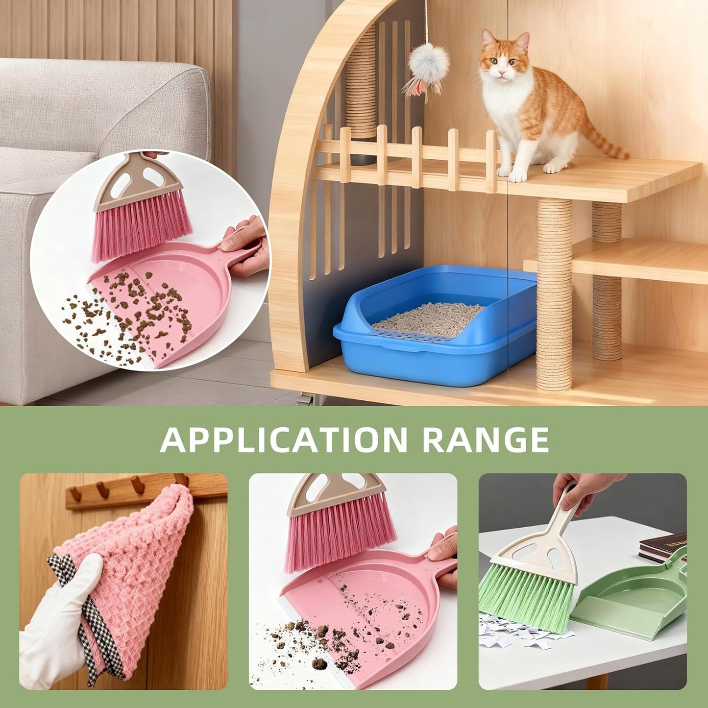 6Pcs Small Dust Pan and Brush Set with Cleaning Cloth - Blue & Green & Pink Brooms, Mini Hand Broom and Dustpan Set Whisk Dustpan Brush Kid Broom for Table Desk Car Keyboard