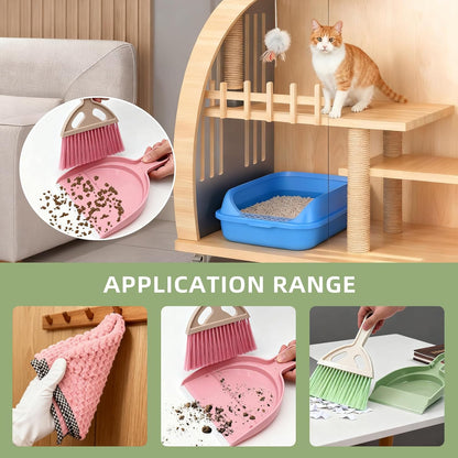 6Pcs Small Dust Pan and Brush Set with Cleaning Cloth - Blue & Green & Pink Brooms, Mini Hand Broom and Dustpan Set Whisk Dustpan Brush Kid Broom for Table Desk Car Keyboard