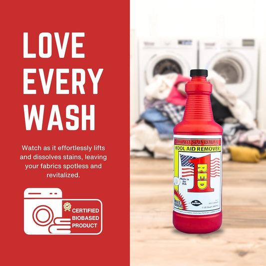 Pro's Choice Red 1 Food Dye Color Remover, Fabric Stain Remover for Kool Aid or Synthetic Food Colors/Dyes, Red Wine Stain Remover for Clothes Laundry, Carpet and Couch, Spot Removal Solution (32 oz)