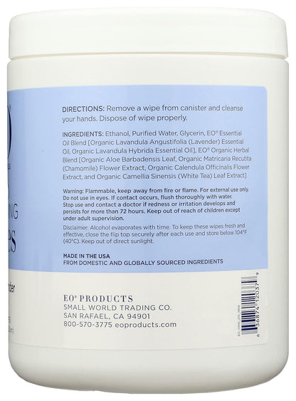 EO, Hand Sanitizer Wipe Lavender Pop Organic, 10 Count, 6 Pack