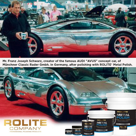 Rolite Metal Polish Paste, 4.5 oz, Industrial Strength Scratch Remover & Cleaner for Aluminum, Chrome, Stainless Steel, Restores Shine to All Metals, Heavy-Duty Polishing Paste