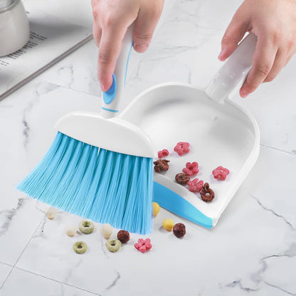 NACENA Small Dust Pan and Brush Set, Mini Broom and Dustpan Set Small Hand Broom and Brush Combo Dust Pan with Teeth for Home Cleaning Drawers Desktop Sofas and Outdoor, White & Gray
