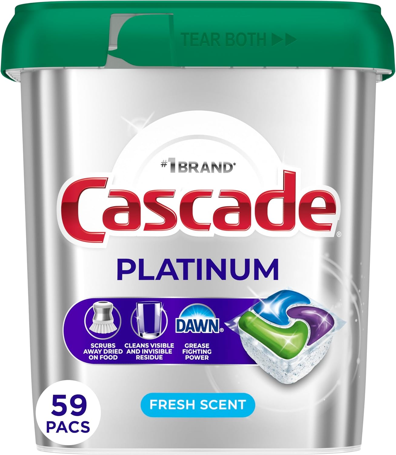 Cascade Platinum Dishwasher Pods, Dishwasher Detergent, Dish Detergent Soap, Fresh, 12 count