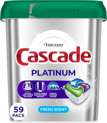 Cascade Platinum Dishwasher Pods, Dishwasher Detergent, Dish Detergent Soap, Fresh, 12 count