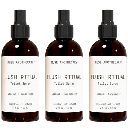 Muse Apothecary Flush Ritual - Aromatic & Refreshing Toilet Spray, Use Before You Go, 4 oz, Infused with Natural Essential Oils - Coconut + Sandalwood