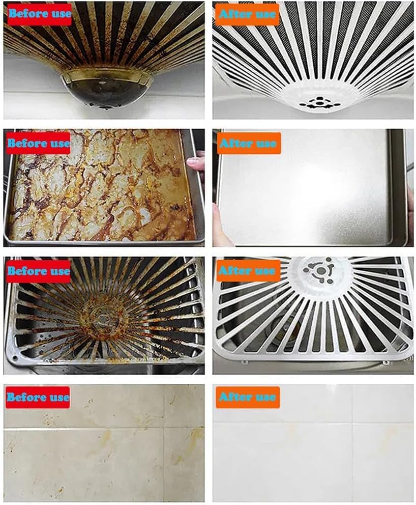 Kitchen Pots and Pan Cleaner,500ML Foam Heavy Oil Cleaner Sprays ,Oven Cleaning, Heavy Stain Cleaner Liquid, Clean Up Kitchen Oil Stains, All Purpose Clean Stian with cleaning rags and wire rags
