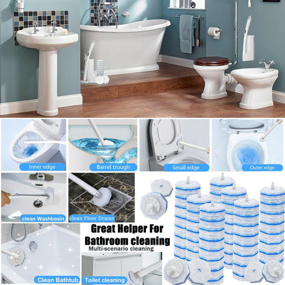 60pcs Count Toilet Bowl Wand Refills,Toilet brush,Disposable Toilet Cleaner Refills,Thickened Cleaning Layer,Won't Fall Apart,for Ceramics and Bathroom Cleaning (Blue)