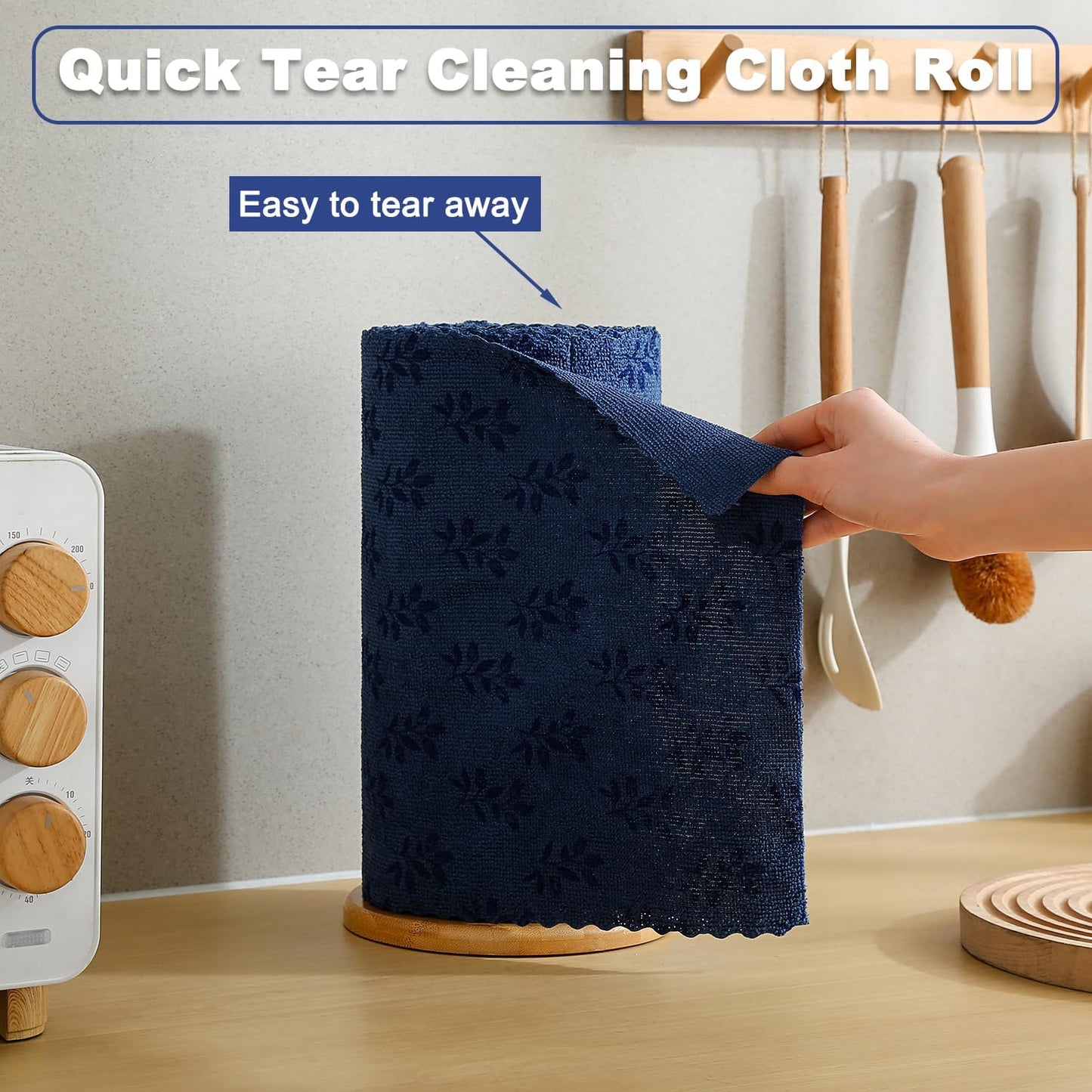 Microfiber Cleaning Cloth Roll,80 Pack Cleaning Towels,Lint Free Rags Paper Towels & Tear Away Reusable Towels,Washable Shop Rags Floral Wipe Cloth,Wash Cloths Dish Rags for Car Kitchen Window