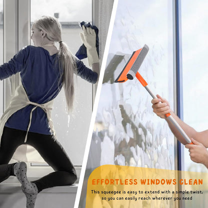 Shower Squeegee for Glass Door, 10'' Rubber Water Wiper for Bathroom Tile and Mirror, Clear Plastic Window Cleaner Tool, 2 Pack