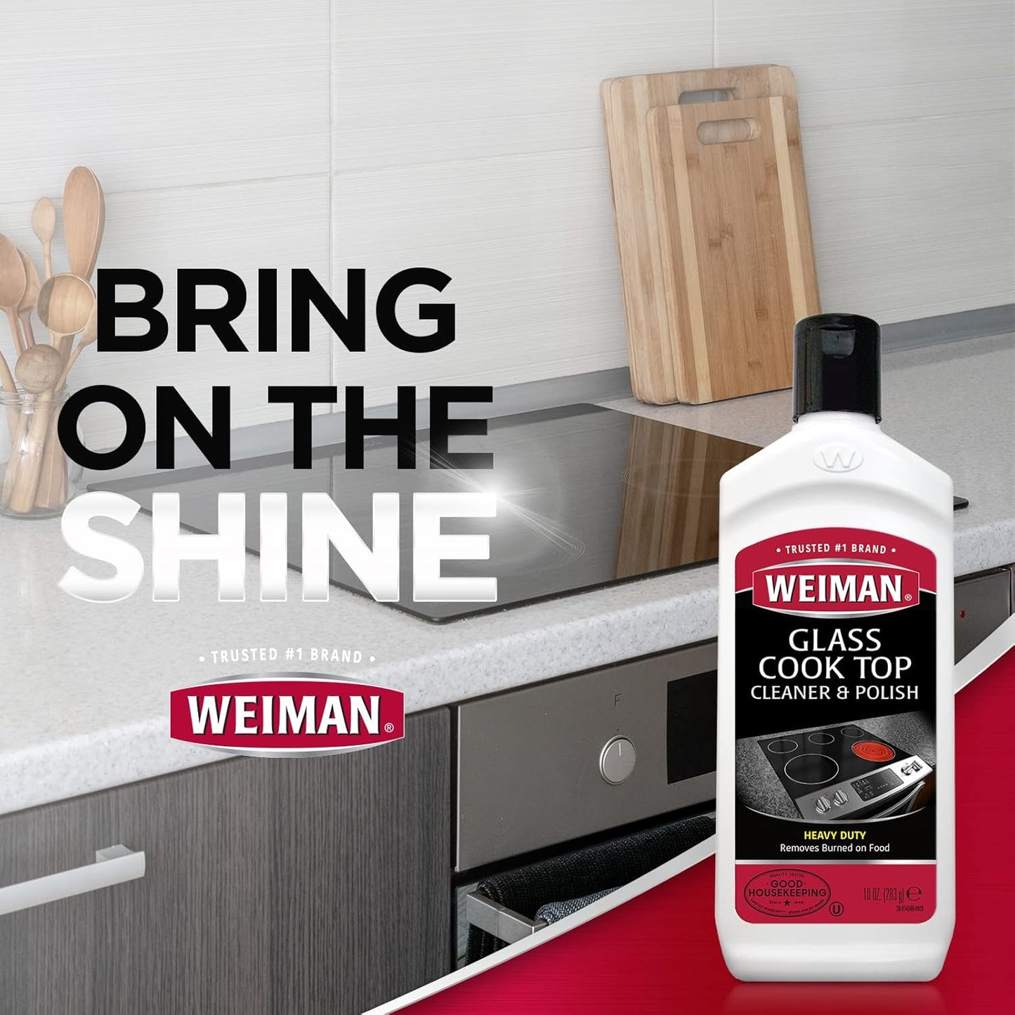 Weiman Glass Cooktop Heavy Duty Cleaner & Polish - Shines and Protects Glass/Ceramic Smooth Top Ranges with its Gentle Formula - 10 Oz., Clear