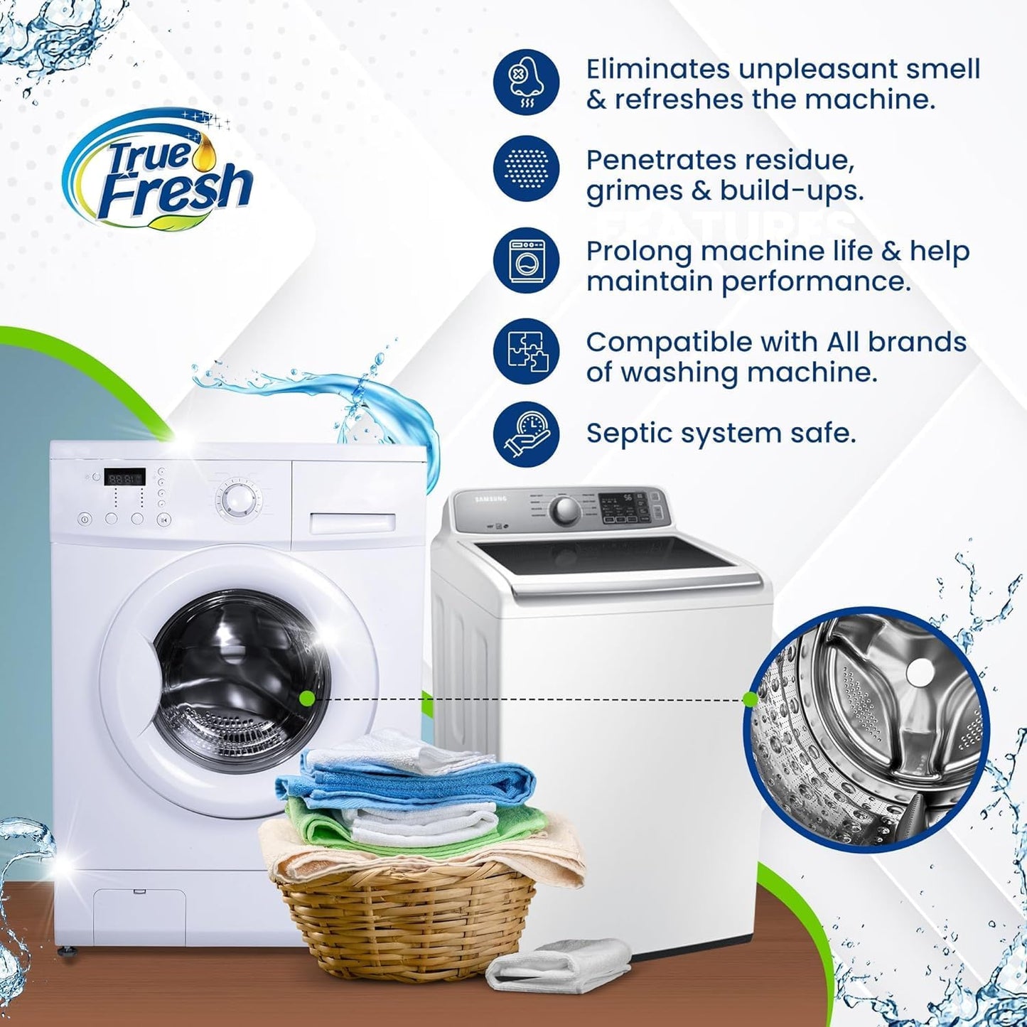 Washing Machine & Dishwasher Cleaner Tablets - 48-Pack Bundle Compatible with Front Loader Top Loader & He Machines and all Dishwashers Removes Buildup Lime Scales and residues - Septic Safe