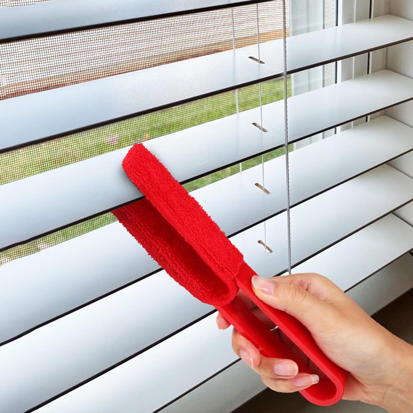 Lurrose 4 Pack Blinds Duster, Window Blind Cleaner Duster Brush with Microfiber Sleeves Blinds Cleaning Tools for Window Fans