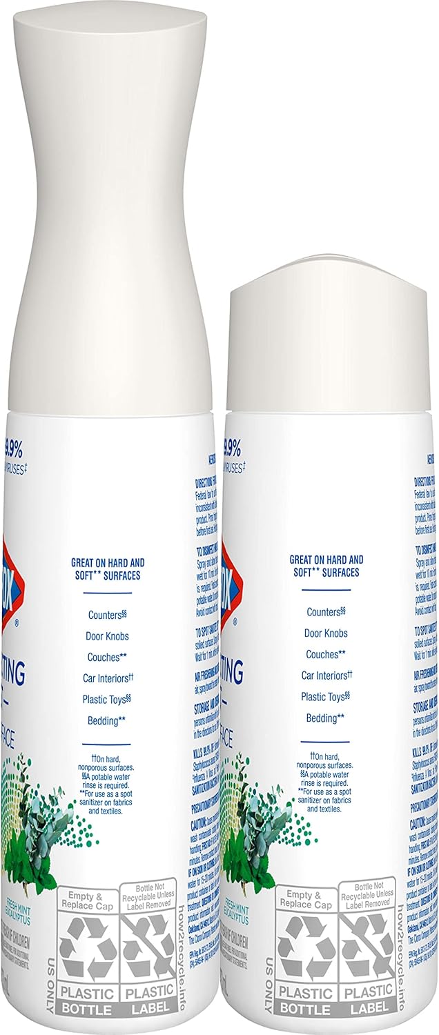 Clorox Disinfecting Mist Refill, Multi-Surface Disinfectant, Household Essentials, Lemongrass Mandarin, 16 Fluid Ounces