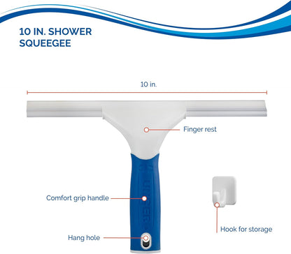 Unger 12” Glass & Surface Squeegee – Multipurpose Rubber Blade Squeegee for Shower Glass, Window Cleaning, Professional Grade Cleaning Tool for The Home