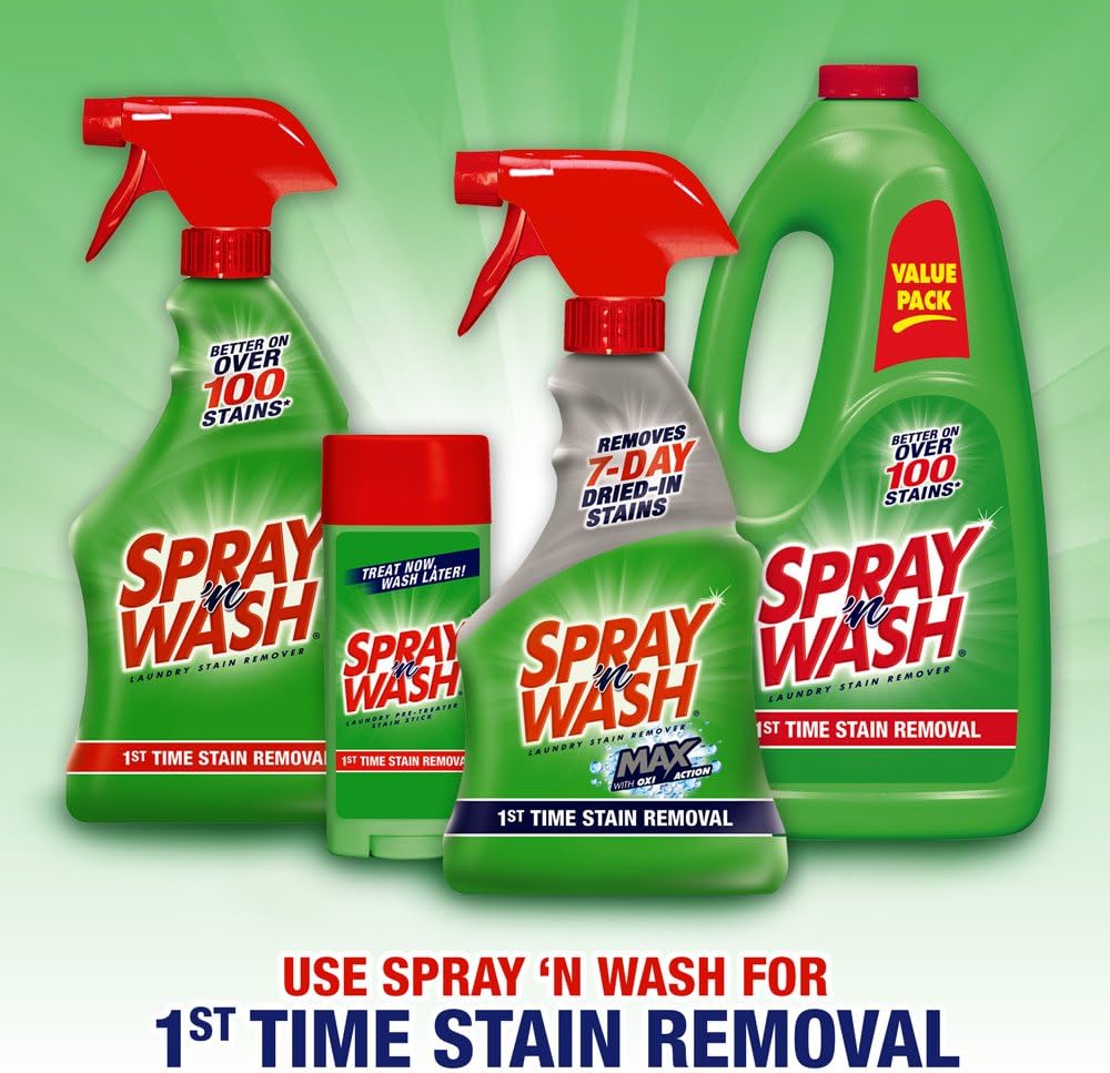 Spray N’ Wash Max Stain Remover Spray, Laundry Pre-Treat for Tough Stains, 16oz