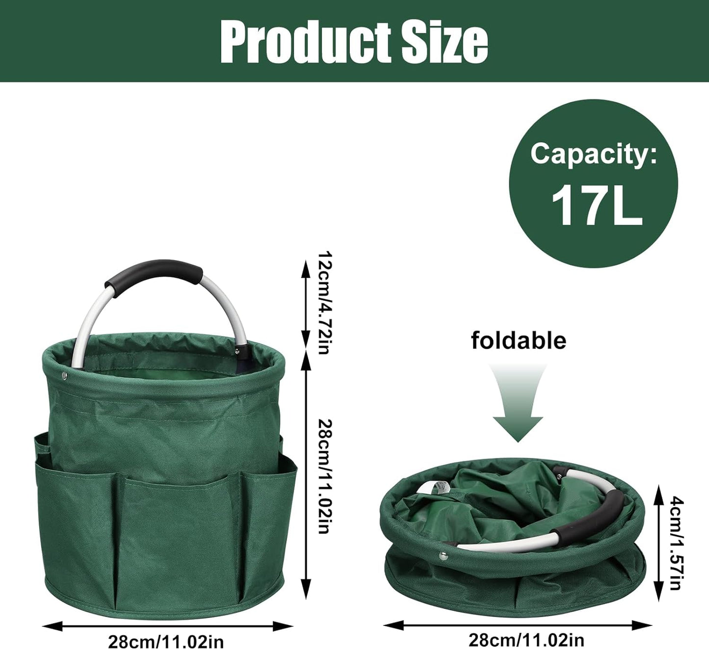 Qivine 17L Cleaning Caddy with Handle, Cleaning Supply Caddy Foldable Tool Bag Cleaning Products Organizers Portable Cleaning Bucket Organiser for Storing Towels(Blue)