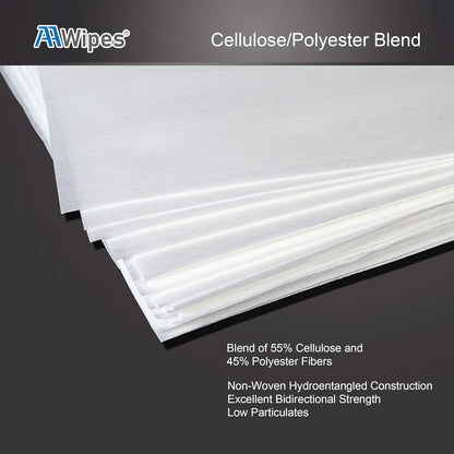 AAwipes Cleanroom Wipes Nonwoven Wipes Cellulose/Polyester Blend (Grade A, 68 Gram) 9" x 9"for Lab, Electronics, Pharmaceutical, Printing and Semiconductor Industries (Bag of 150 Pcs)