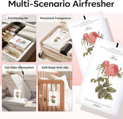 MYARO 12 Pack Fresh Linen Scented Sachets for Drawer, Closet & Car Air Freshener Bags | Odor Eliminator & Fabric Refresher | Crisp, Clean Home Fragrance Gift Set