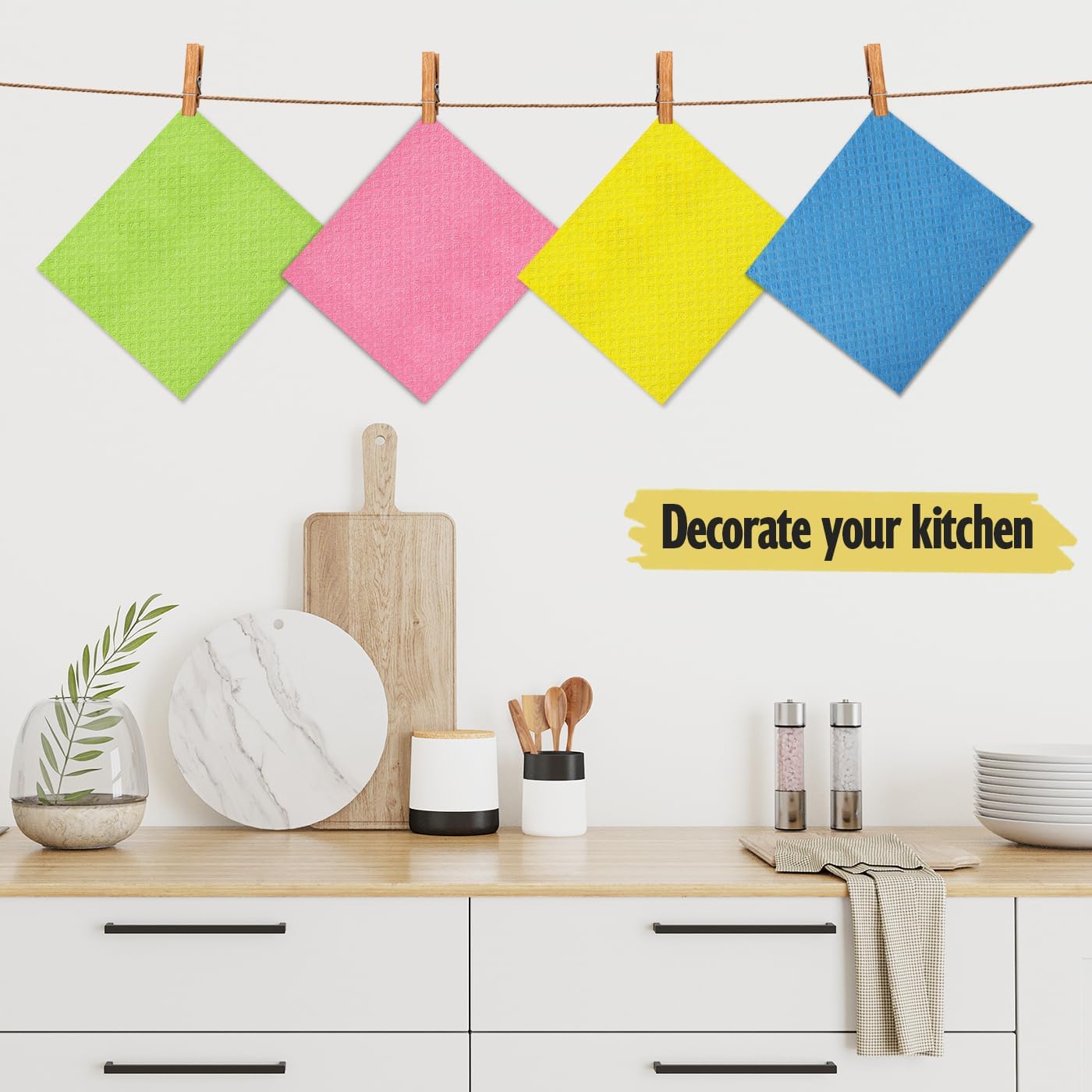 MoLKENE Swedish Dish Cloths - 10 Pack Reusable Kitchen Dishcloths - Ultra Absorbent Dish Towels for Washing Dishes - Cellulose Sponge Cloth Cleaning Rag - Assorted