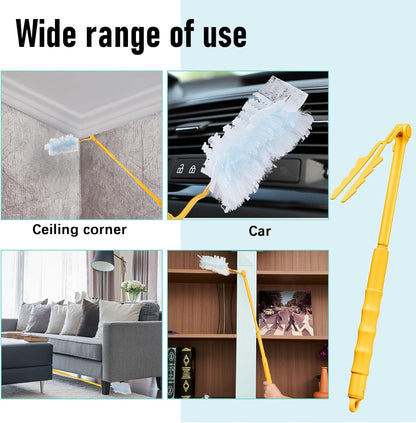 Colingmill 12 Pcs 3 ft Replacement Handles Compatible with Duster Refills, Extendable Long Extended Handle Only, Adjustable Length for Ceiling Fans, Blinds, Shelves, Windows (White)
