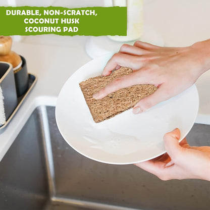 Coconut Scrubber(6) - Natural Dish Scrubber | Eco Friendly & Non-Scratch Coconut Husk Scouring Pad