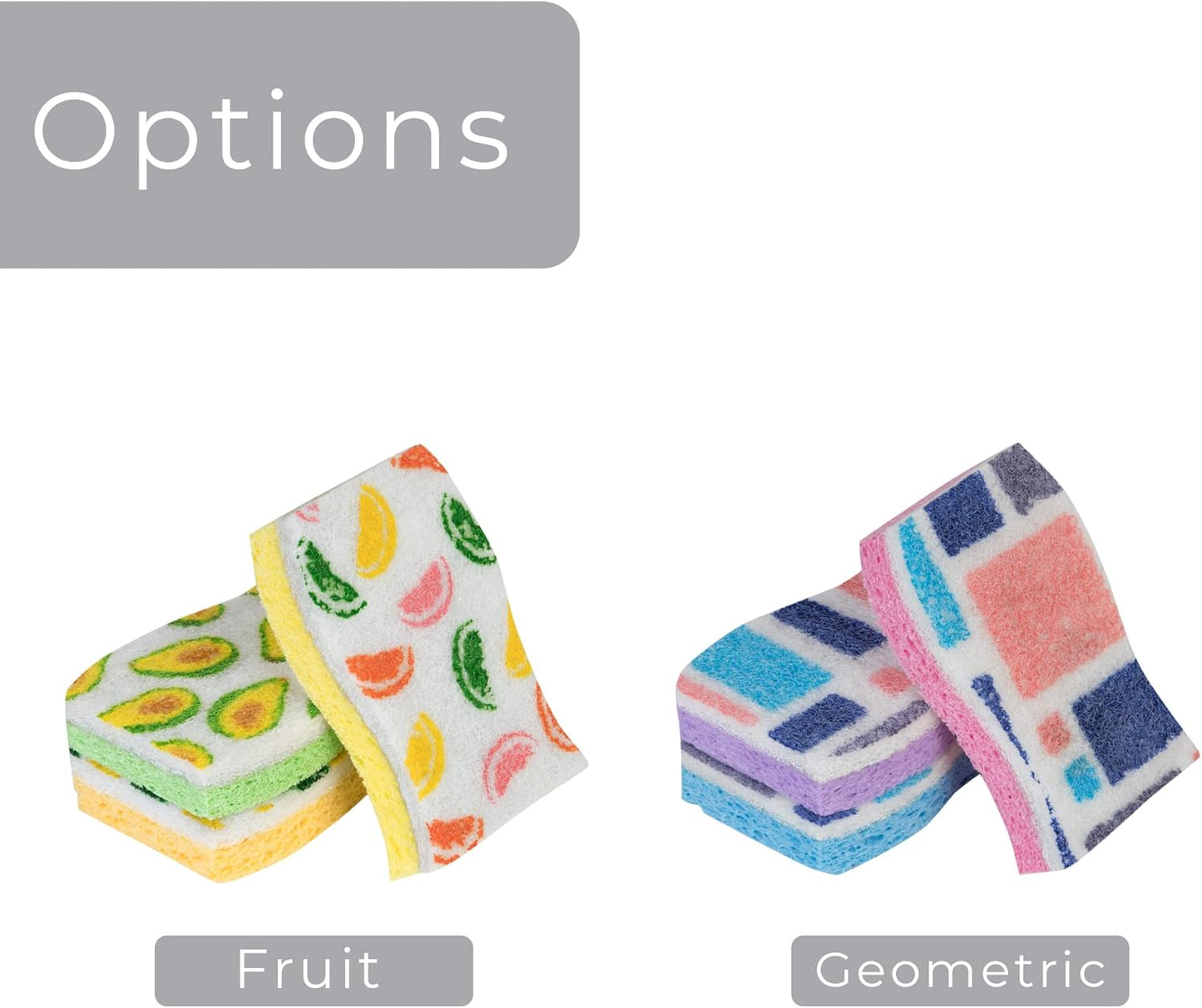 Smart Design Non-Scratch Cellulose Smart Scrub Sponge - Set of 9 - Ultra Absorbent - Ergonomic Shape - Cleaning, Dishes, & Hard Stains - Cool Geometric Pattern - Blue, Pink, Purple