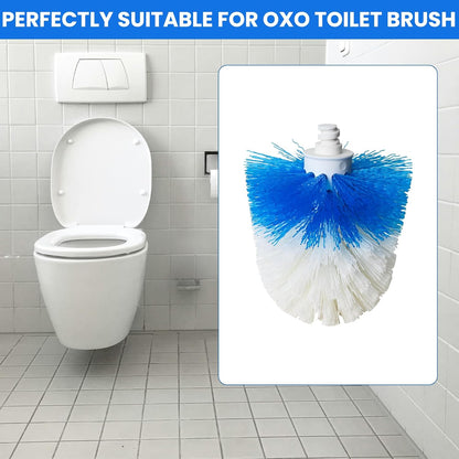 Toilet Brush Refills for OXO Toilet Brush Only, 2 Pack Toilet Brush Replacement Head, Blue & White, Nylon & Plastic Material Bristles