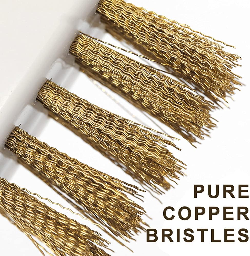 Kitchen Stove Cleaning Brush + Scraper Tool Set, Brass Wire Brushes for Range Hood Grease Grime, Rust Cleaner Heavy Duty Stainless Steel Putty Scraper for Gas Burners Cooktop Pot Pan