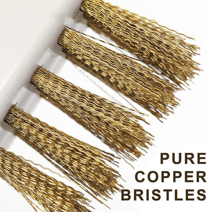 Kitchen Stove Cleaning Brush + Scraper Tool Set, Brass Wire Brushes for Range Hood Grease Grime, Rust Cleaner Heavy Duty Stainless Steel Putty Scraper for Gas Burners Cooktop Pot Pan