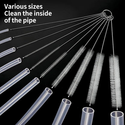 Pipe Cleaner Brush - Flexible Stainless Steel Plus Handle Brushes 12-Piece Set Long Straw Cleaning Brushes and Soft Sewer Brushes Cleaning Equipment cpap Hose Brush