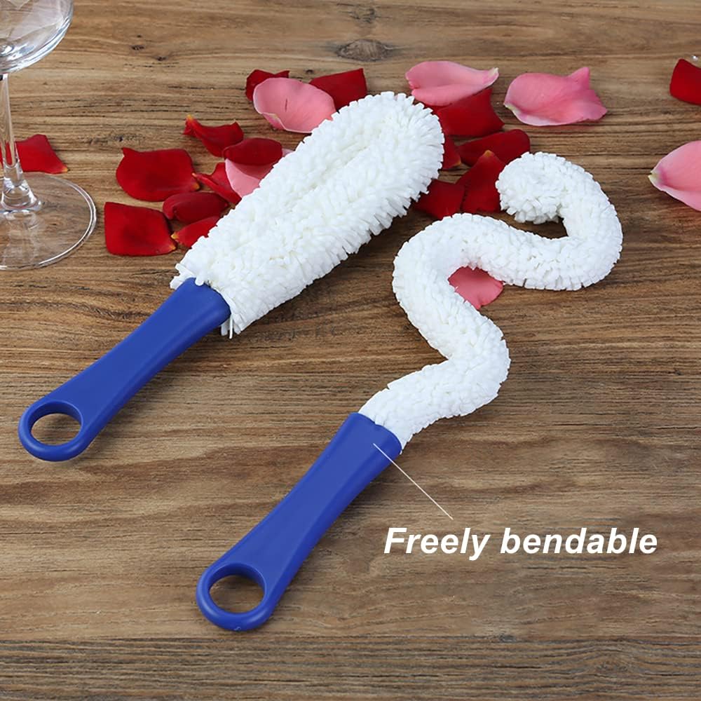 LJDJ Bottle Cleaning Brush - Set of 2 Flexible Bottle Scourer - Multi-Function Household Cleaning Tools for Cleaning of Wine Decanters, Goblets, Glasses, Cups