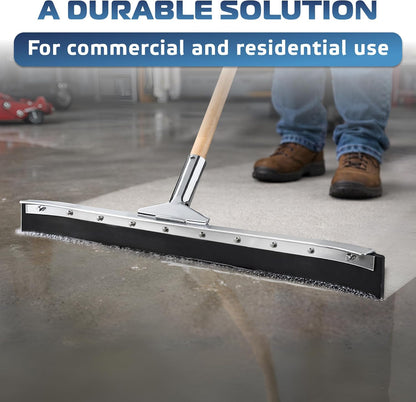 DSV Standard Curved Floor Squeegee 24’’, Rubber Blade Garage Squeegee, Taper Pole Connection - Handle Sold Separately for Tiles, Concrete and Asphalt